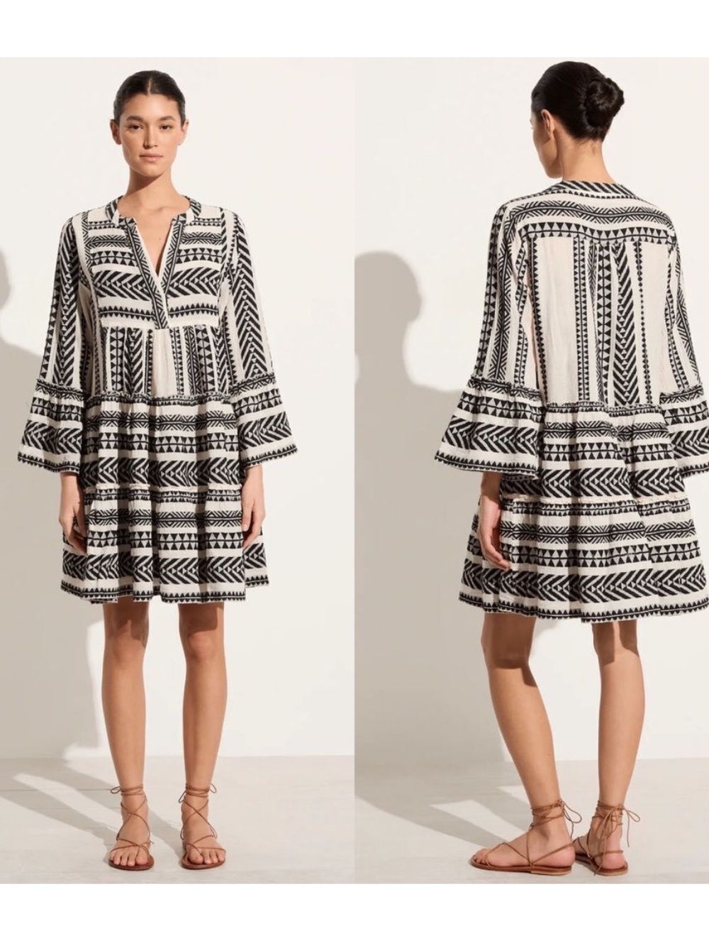 Devotion twins Ella black and white bell sleeve dress